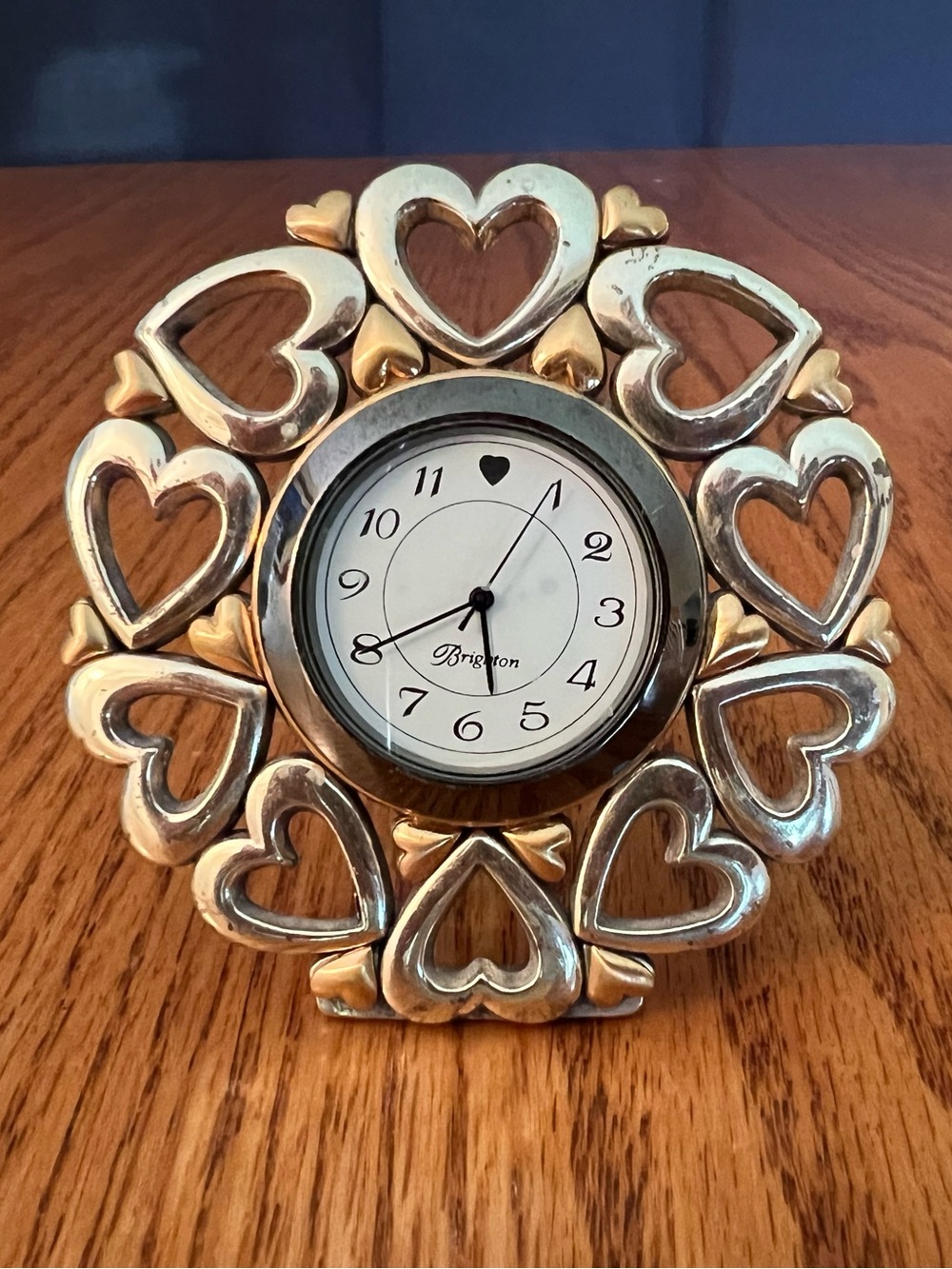 Brighton Gold & Silver Heart Frame Clock - Gold/Silver Accent